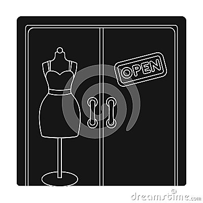 Women`s clothing store. E-commerce single icon in black style vector. Vector Illustration