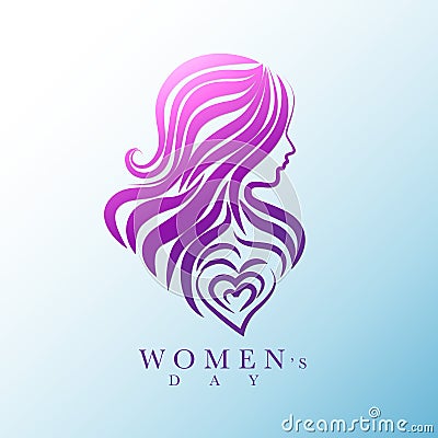Women's day, Women icon, logo flat design, paintbrush, hand draw vector, minimal line Vector Illustration