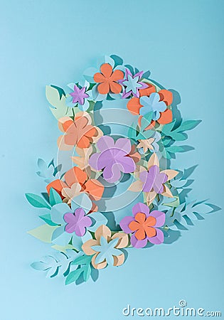 Women's Day 8 March greeting card from paper flowers Stock Photo