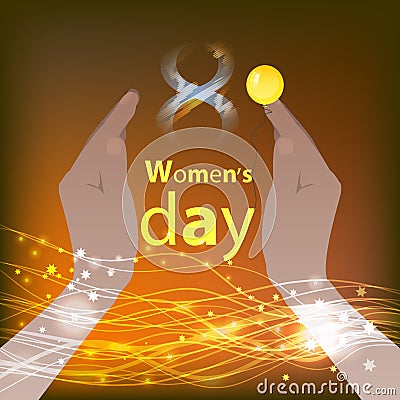 Women s day number eight arms to hold Cartoon Illustration