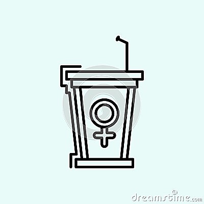 women's day, tribune, microphone icon. Element of Feminism for mobile concept and web apps icon. Outline, thin line icon for Stock Photo