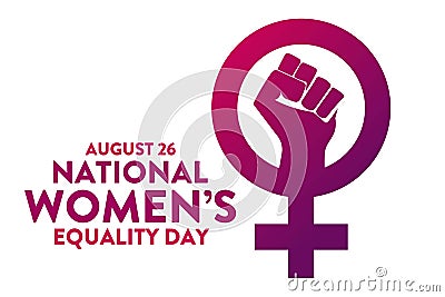 Women`s Equality Day. August 26. Holiday concept. Template for background, banner, card, poster with text inscription Vector Illustration