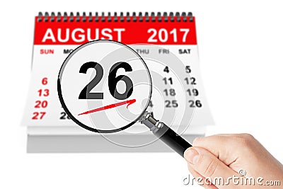 Women`s Equality Day Concept. 26 August 2017 calendar with magni Stock Photo