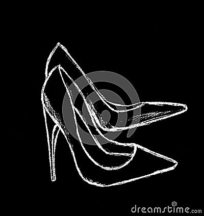 Women`s feet shod in high-heeled shoes Stock Photo