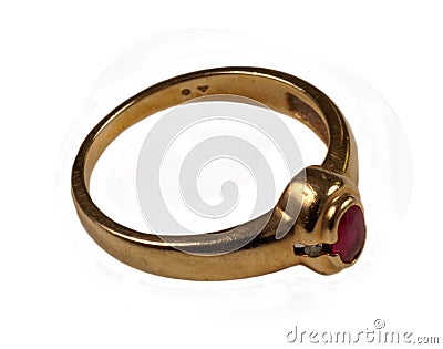 Women's gold ring with ruby Stock Photo