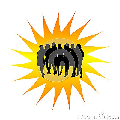 Women's group silhouette Stock Photo