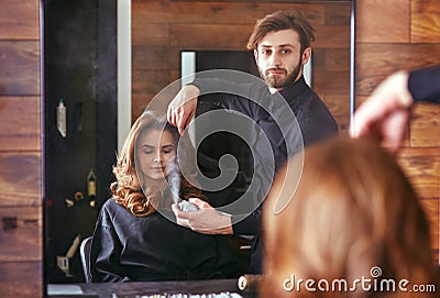 Women's hair styling. hairdresser, beauty salon Stock Photo