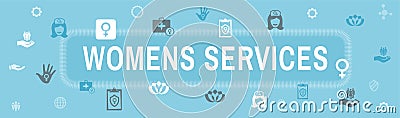 Women`s Health Services Icon Set Web Header Banner - Abstract De Vector Illustration