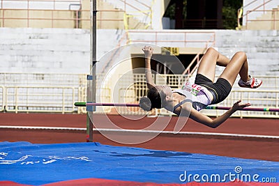 Women's High Jump Action Editorial Stock Photo