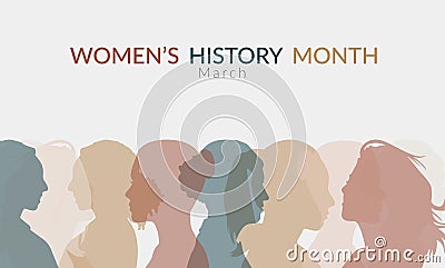 Women's History month banner in soft color Vector Illustration