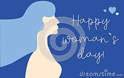 Women`s History Month. International women`s day poster. Postcard on March 8. Woman sign. Elegant greeting card design with illus Cartoon Illustration