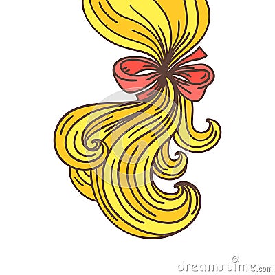 Women`s horsetail hairstyle Vector Illustration