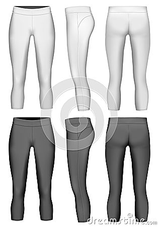 Women`s 3/4 length compression leggings. Vector Illustration