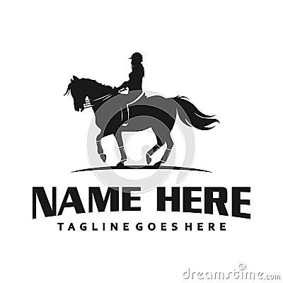 Women`s logo riding a horse Stock Photo