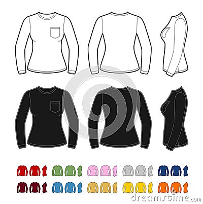 Women`s long sleeve t-shirt Vector Illustration