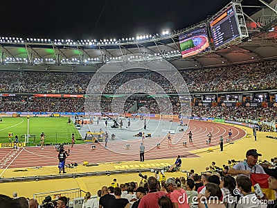 Women's 800 m start line at the 2023 World Athletics Championship Editorial Stock Photo