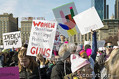 2018 Women`s March in Chicago Editorial Stock Photo