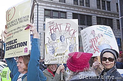 Women`s March on Chicago 2017 Editorial Stock Photo