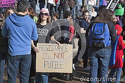 Women`s March on Chicago 2017 Editorial Stock Photo