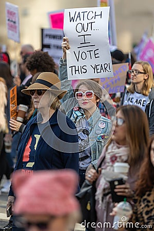 Women`s March Los Angeles 2020 Editorial Stock Photo