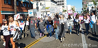2018 Women`s March in Santa Ana, California. Editorial Stock Photo