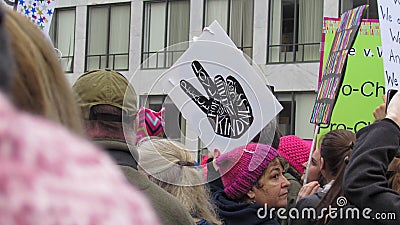 Women`s March on Washington protest sign for Peace. Editorial Stock Photo