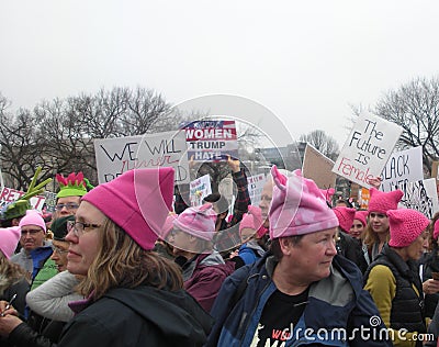 Women`s March, Women Trump Hate, The Future is Female, Signs and Posters, Washington, DC, USA Editorial Stock Photo