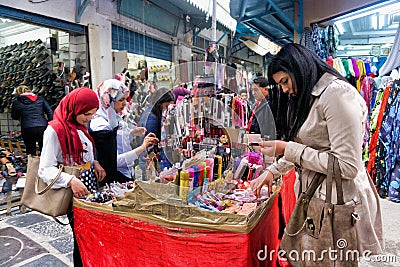 Women`s market in the Medina, in Tunis, Tunisia Editorial Stock Photo