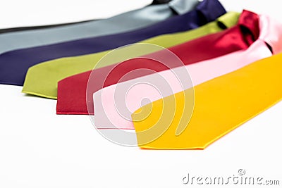 Women's, mens, children's, kids ties. Stock Photo