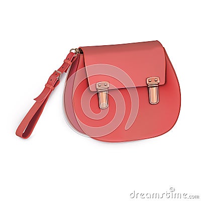 Women`s mini handbag, clutch, purse with short handle. Beige colour Stock Photo