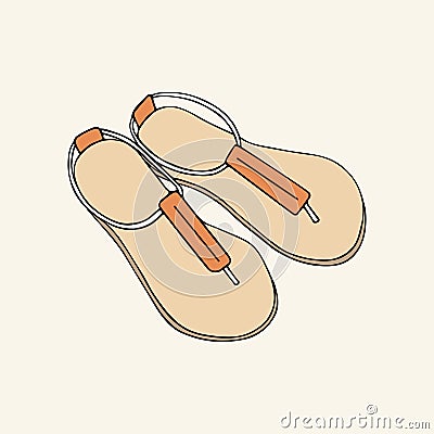 Women`s orange sandals Vector Illustration