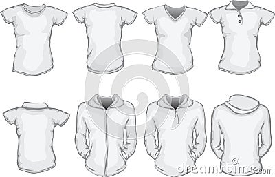 Women's shirts template in white Vector Illustration