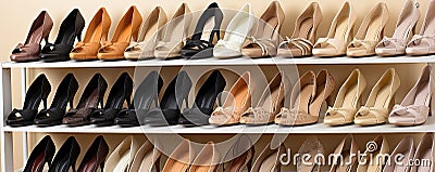 Women's shoes on shelves Stock Photo