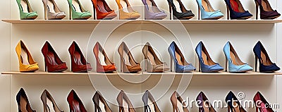 Women's shoes on shelves Stock Photo