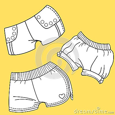 Women's shorts. Women dress design. Vector Illustration