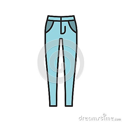 Women`s skinny jeans color icon Vector Illustration