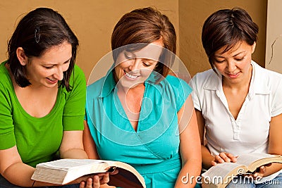 Women`s small group Bible Study. Multicultural small group. Stock Photo