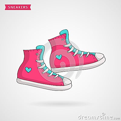 Women`s sneakers. Vector hand drawn illustration. Vector Illustration