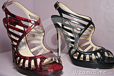 Women's Stylish High Heel Shoes Stock Photo