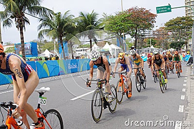 Women`s triathlon at Rio2016 Editorial Stock Photo