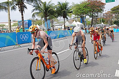 Women`s triathlon at Rio2016 Editorial Stock Photo