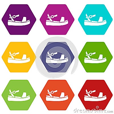 Women sandale icon set color hexahedron Vector Illustration