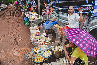 Women seller local foods at rural street market Editorial Stock Photo