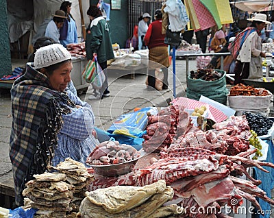 Women selling on the street of La Paz Editorial Stock Photo