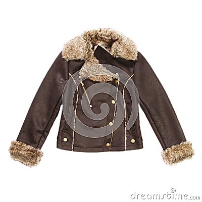Women sheepskin jacket with fur Stock Photo