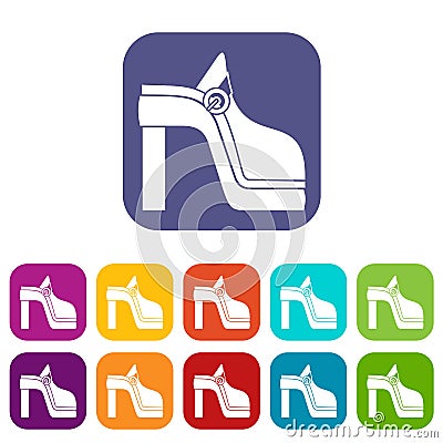 Women shoe icons set Vector Illustration