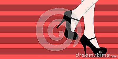 Women shoes fashion banner Cartoon Illustration
