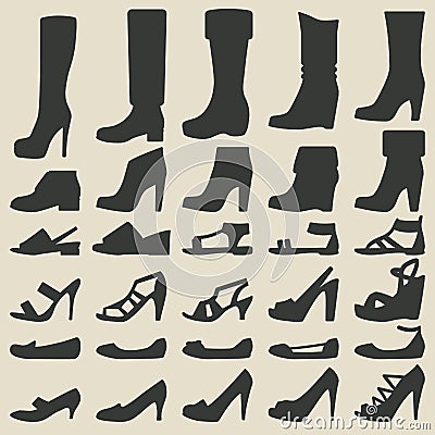 Women shoes set Vector Illustration