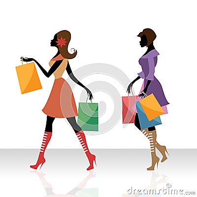 Women Shopping Indicates Retail Sales And Adult Stock Photo