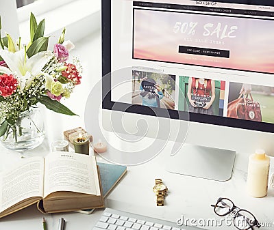 Women Shopping Online Shopaholics Purchase Concept Stock Photo